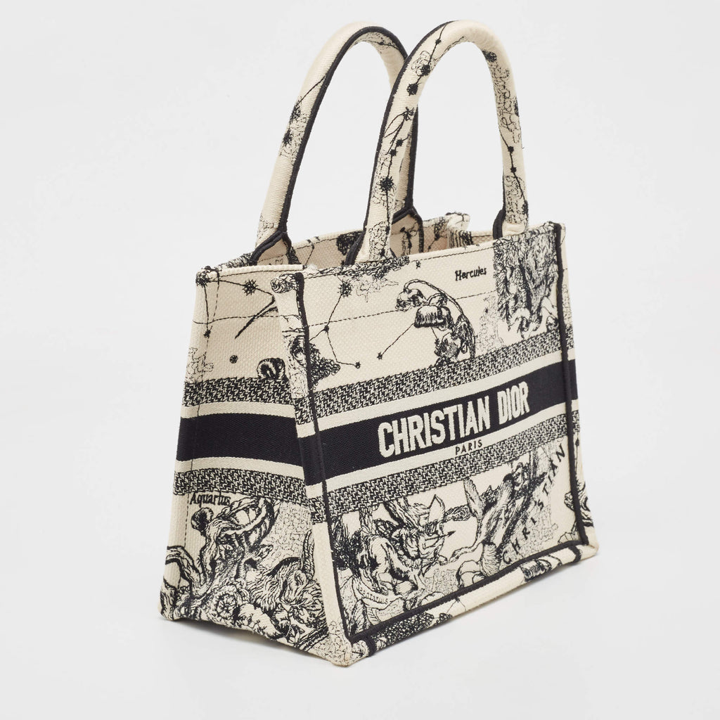Dior White_Black Embroidered Canvas Small Zodiac Book Tote Dior