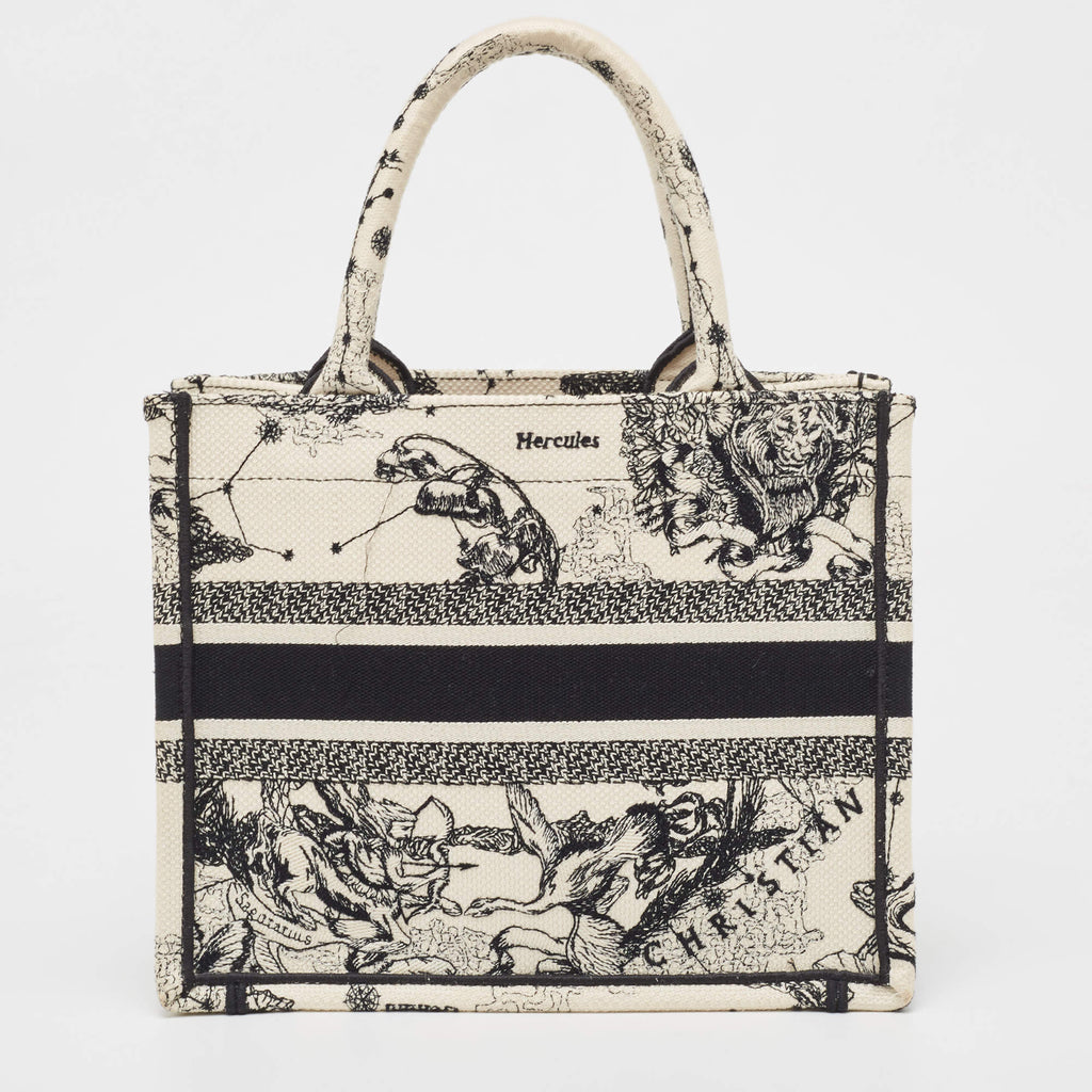 Dior White_Black Embroidered Canvas Small Zodiac Book Tote Dior