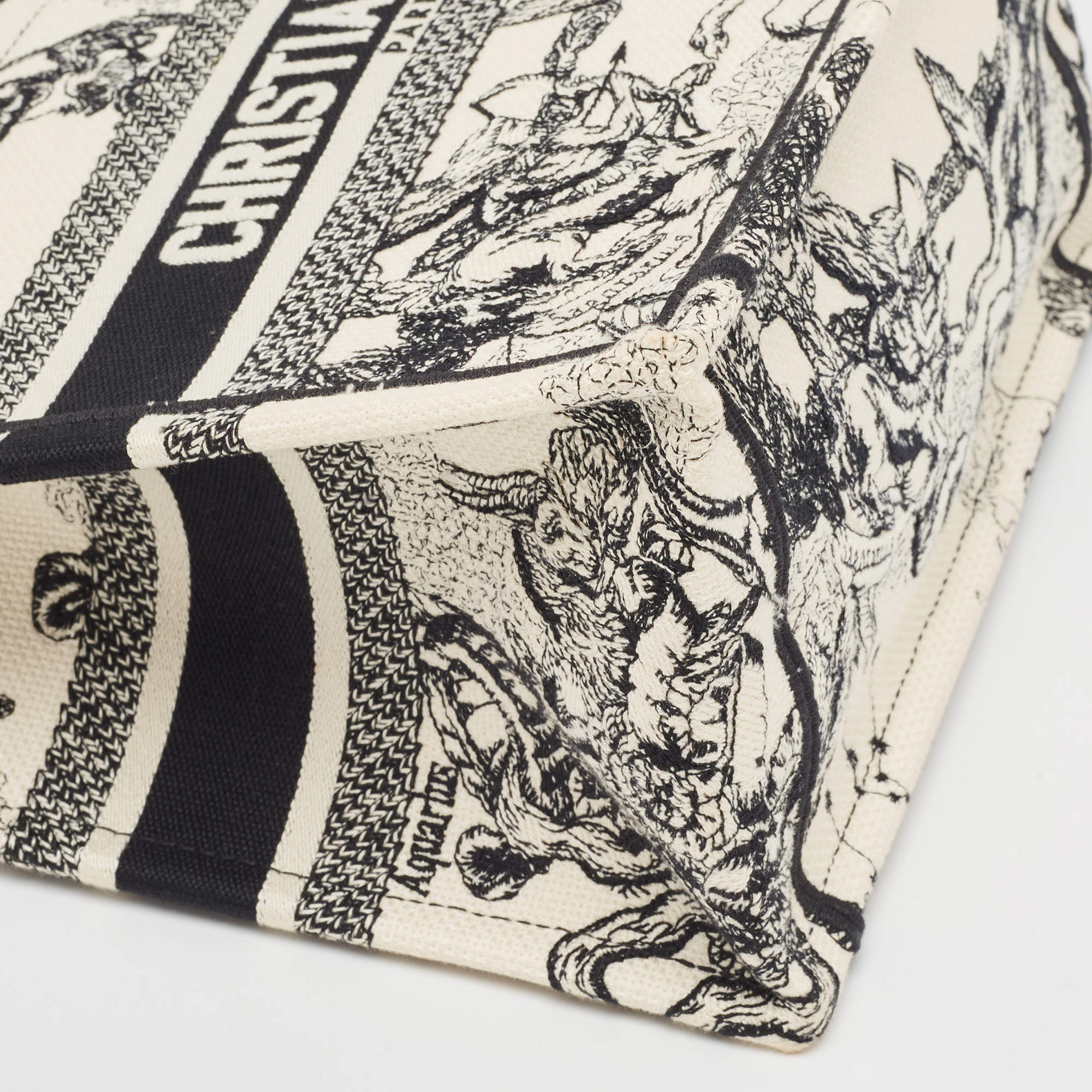 Dior White_Black Embroidered Canvas Small Zodiac Book Tote Dior