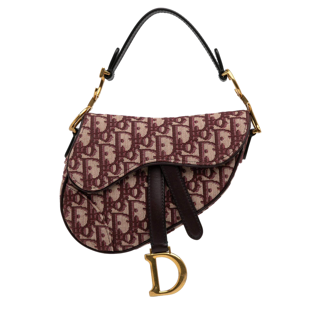 Dior Burgundy Mini Oblique Saddle Dior