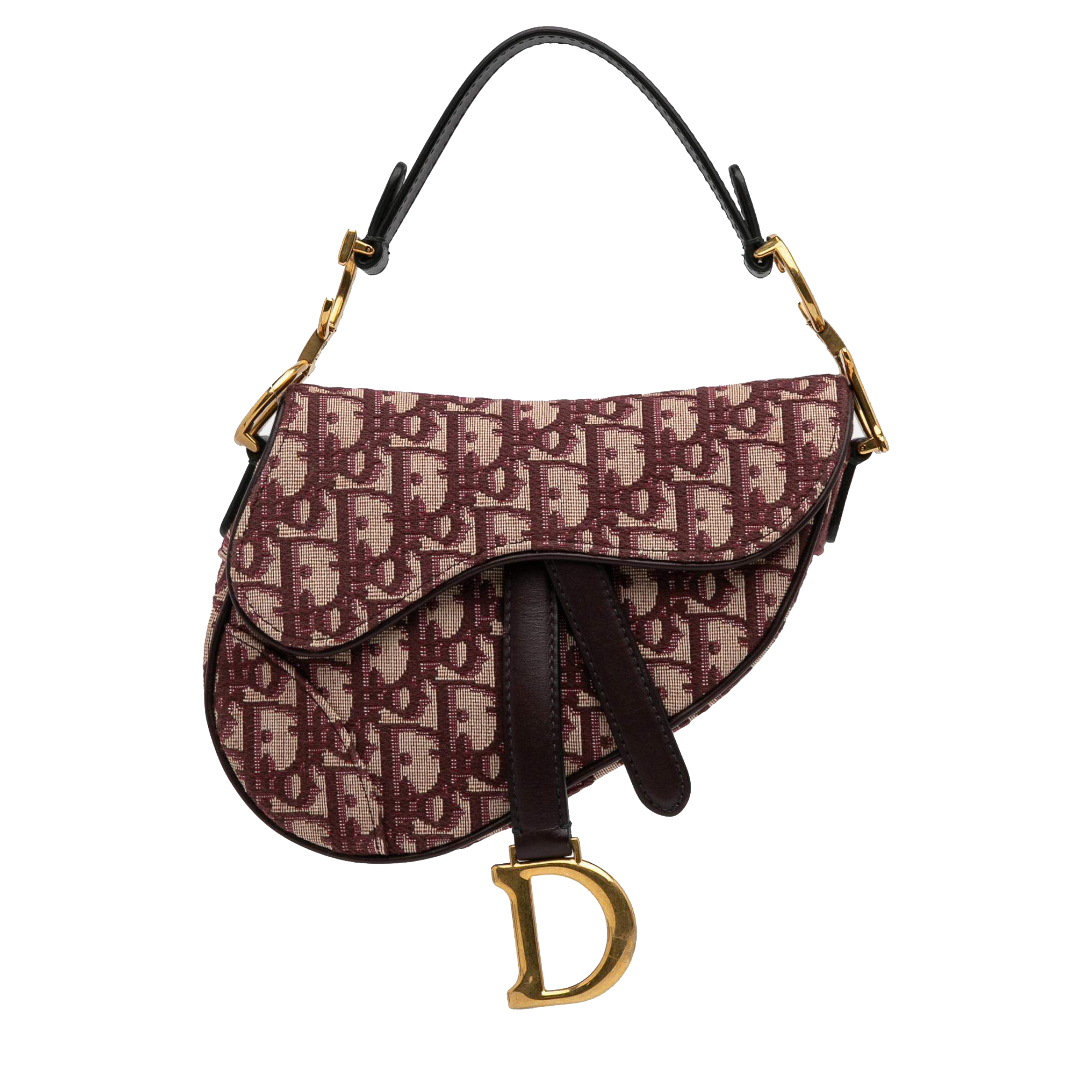 Dior Burgundy Mini Oblique Saddle Dior