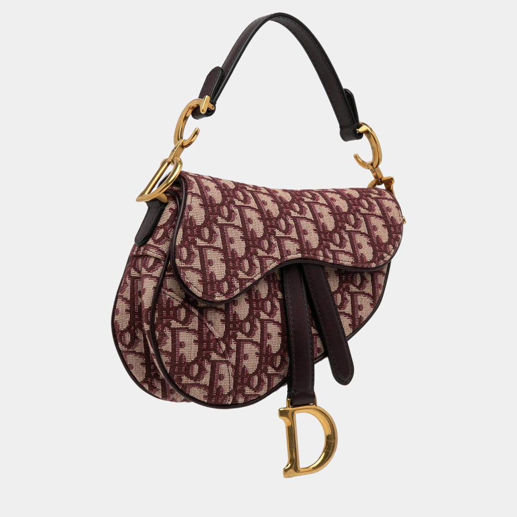 Dior Burgundy Mini Oblique Saddle Dior
