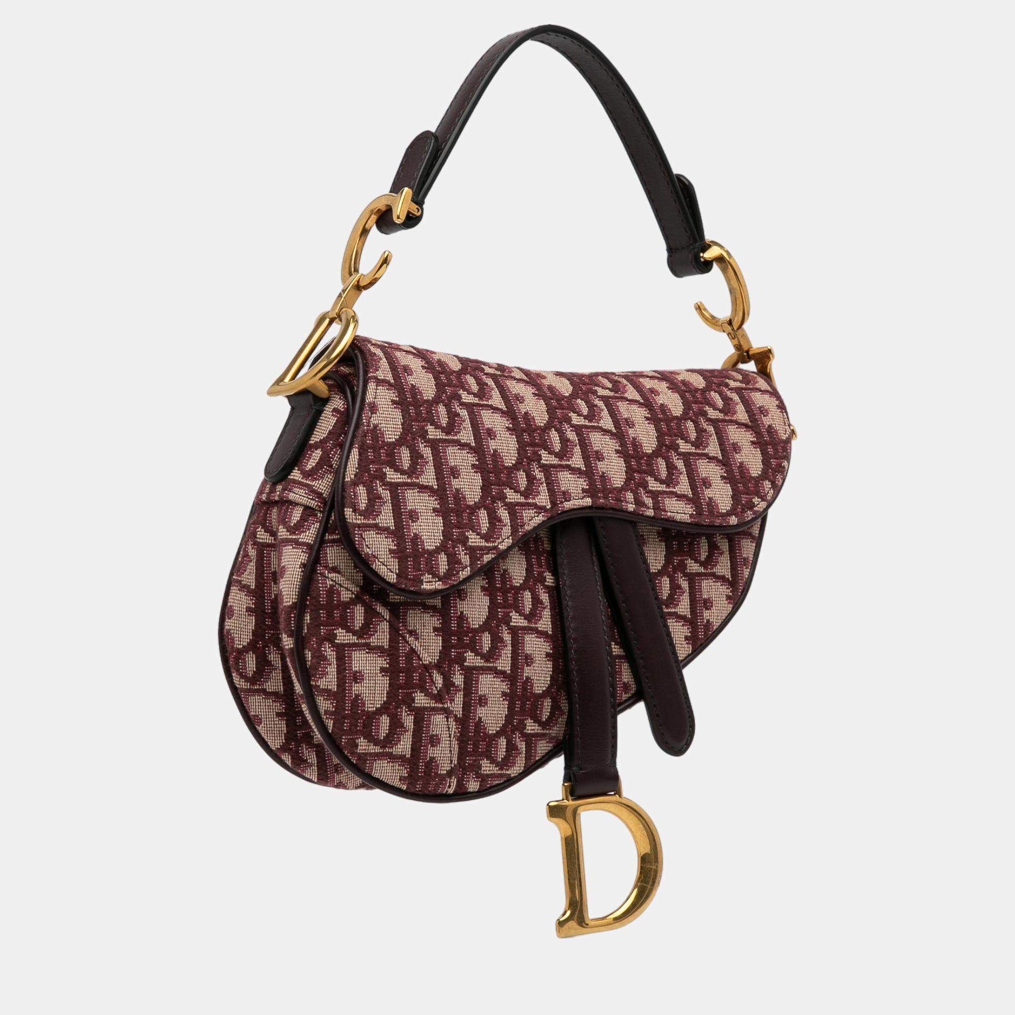 Dior Burgundy Mini Oblique Saddle Dior