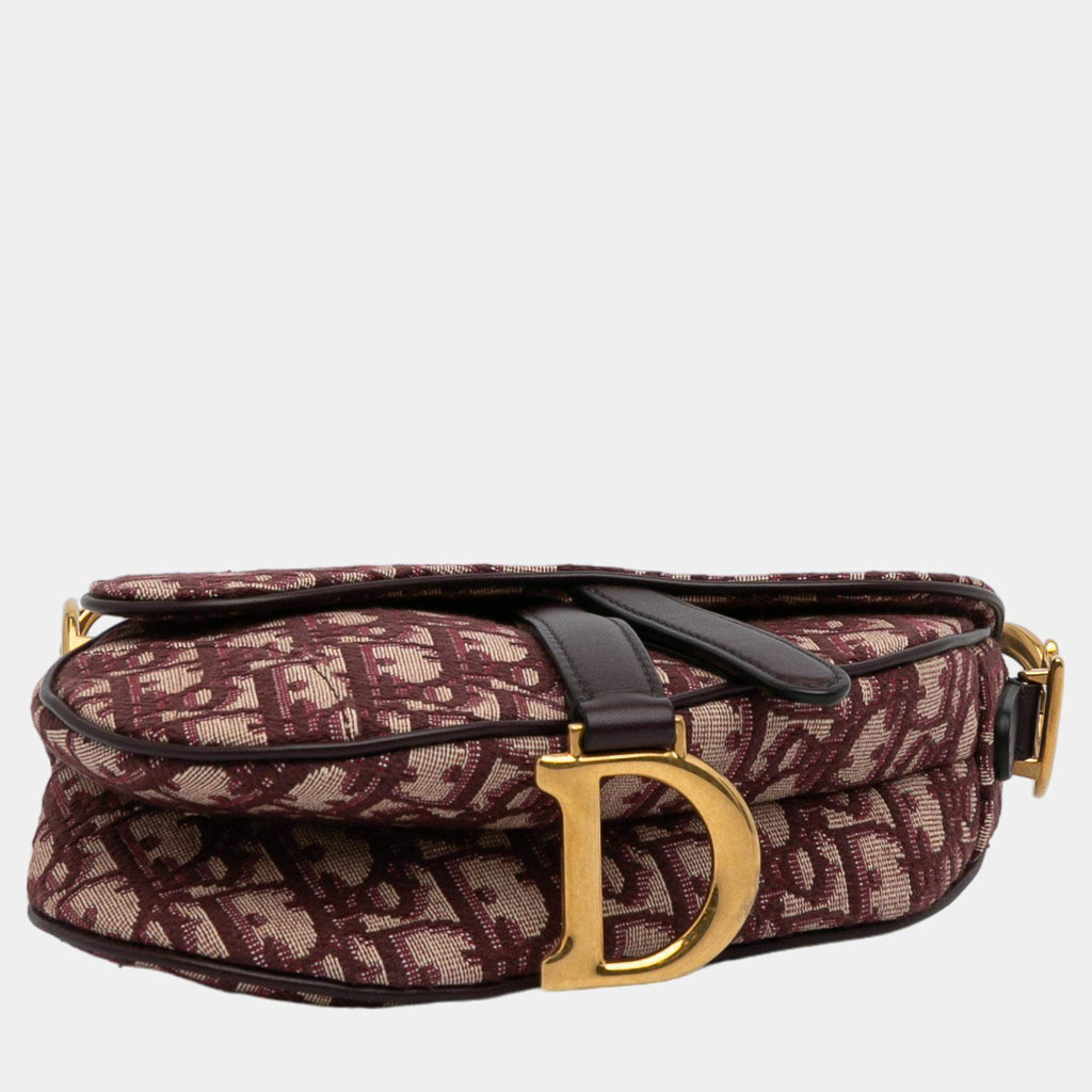 Dior Burgundy Mini Oblique Saddle Dior