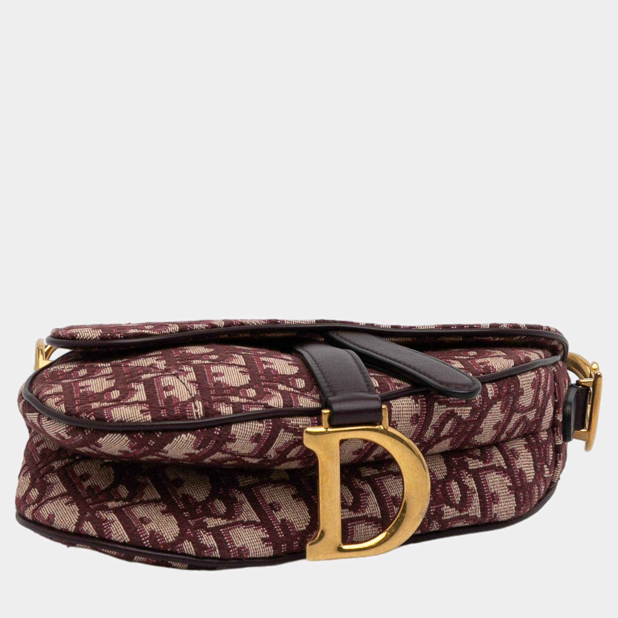 Dior Burgundy Mini Oblique Saddle Dior