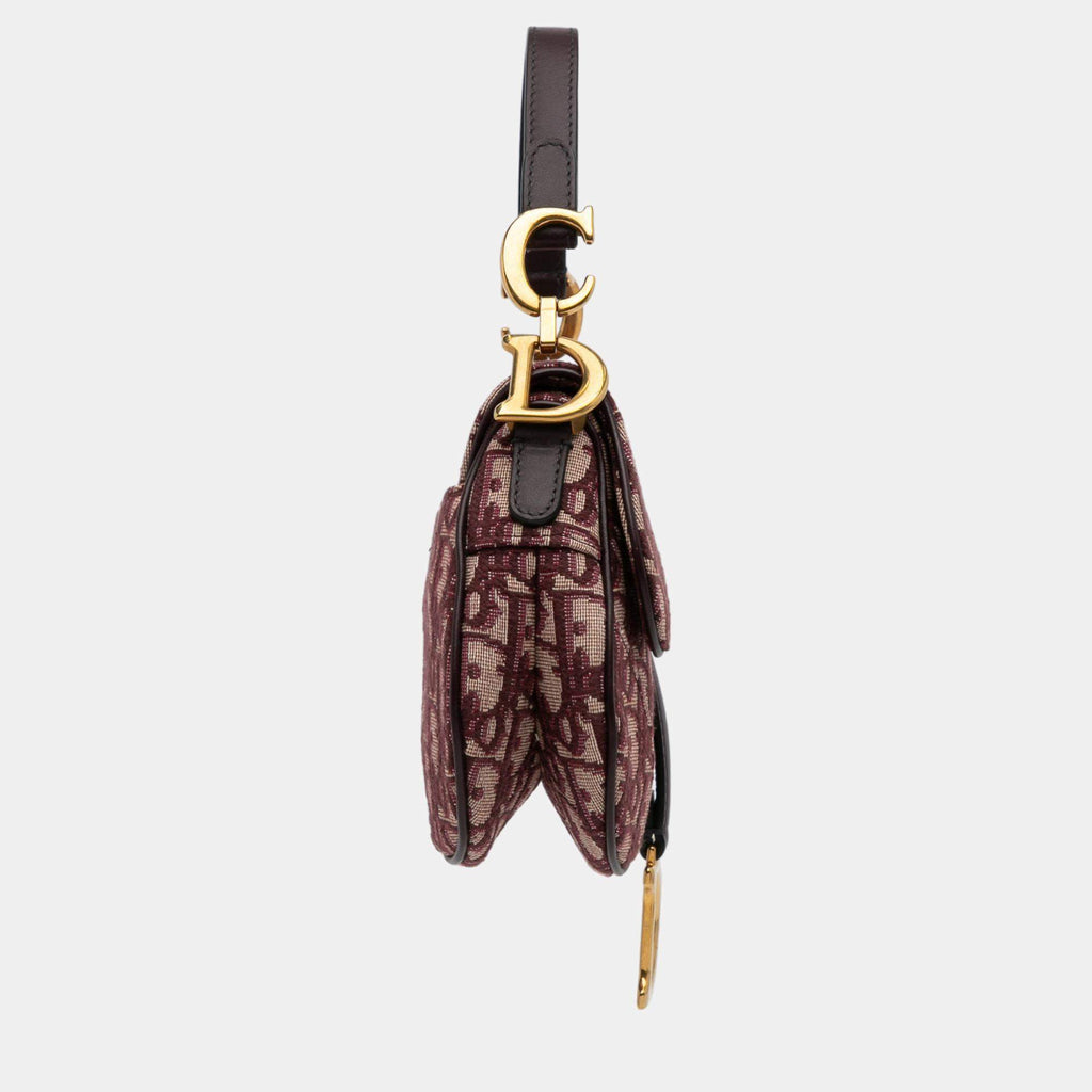 Dior Burgundy Mini Oblique Saddle Dior