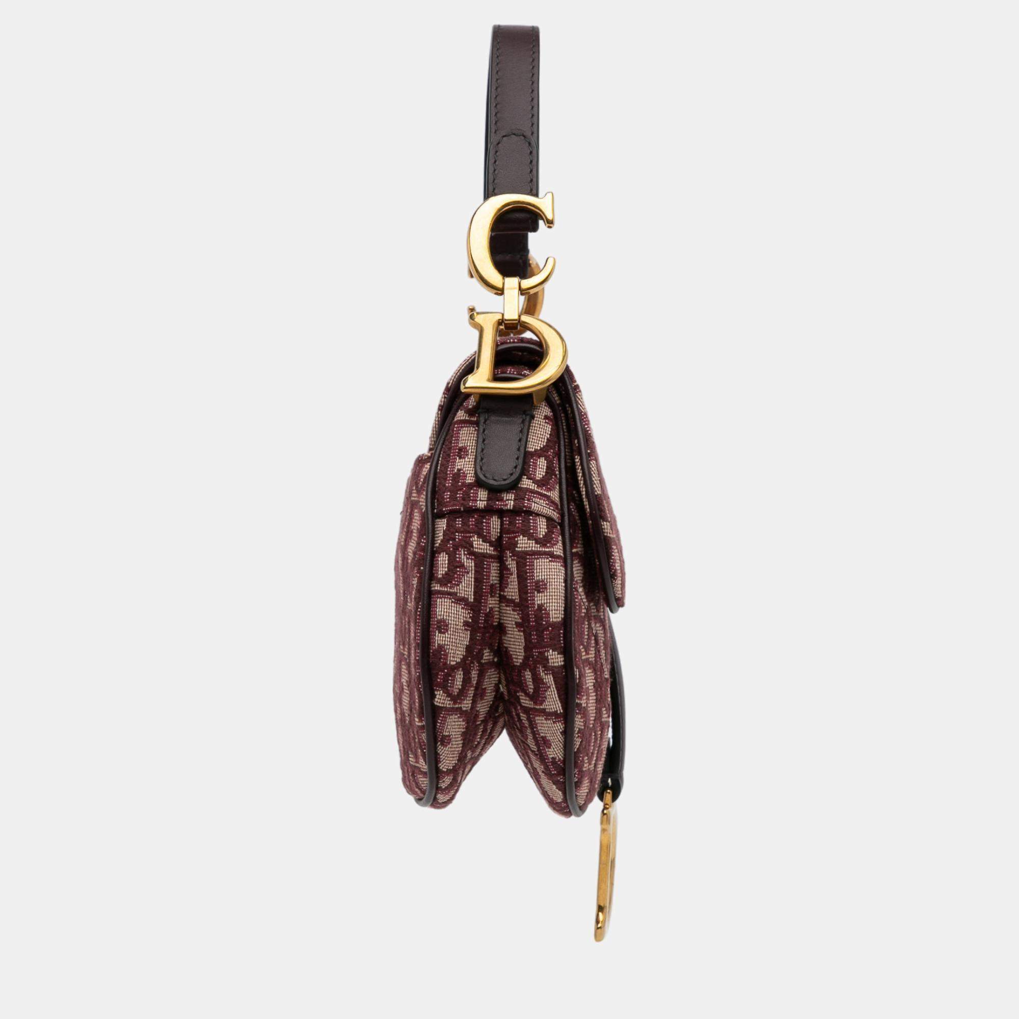 Dior Burgundy Mini Oblique Saddle Dior