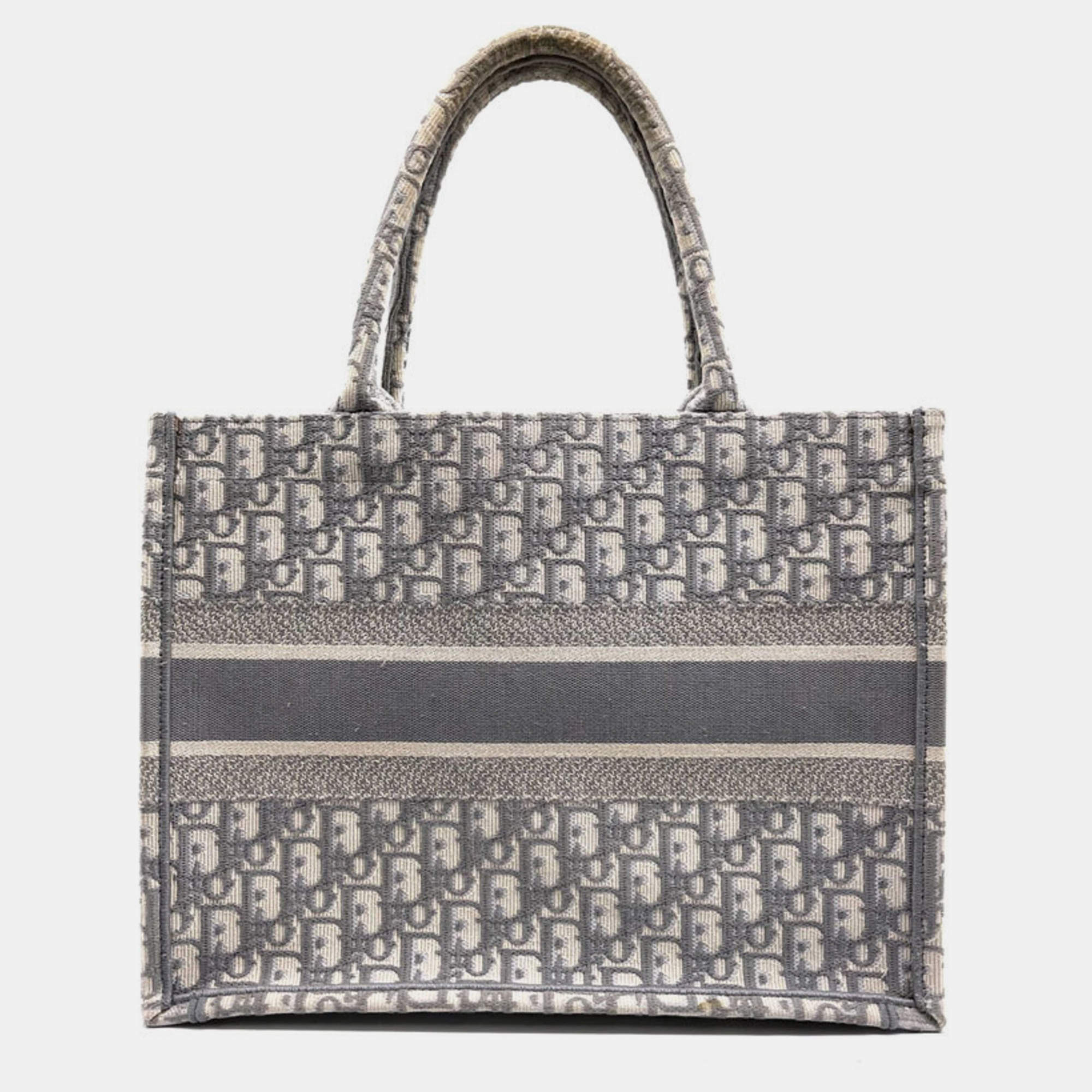 Dior Grey Canvas Medium Book Tote Dior