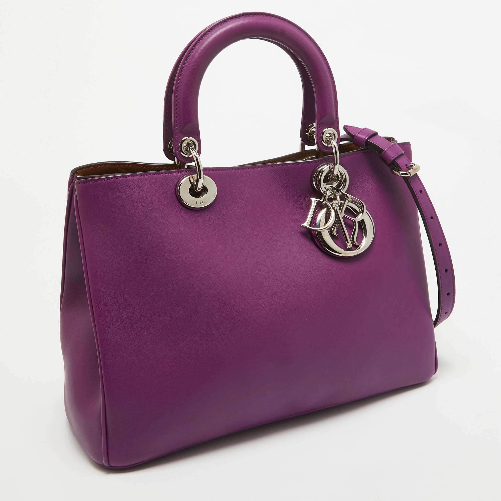 Dior Purple Leather Medium Diorissimo Shopper Tote Dior