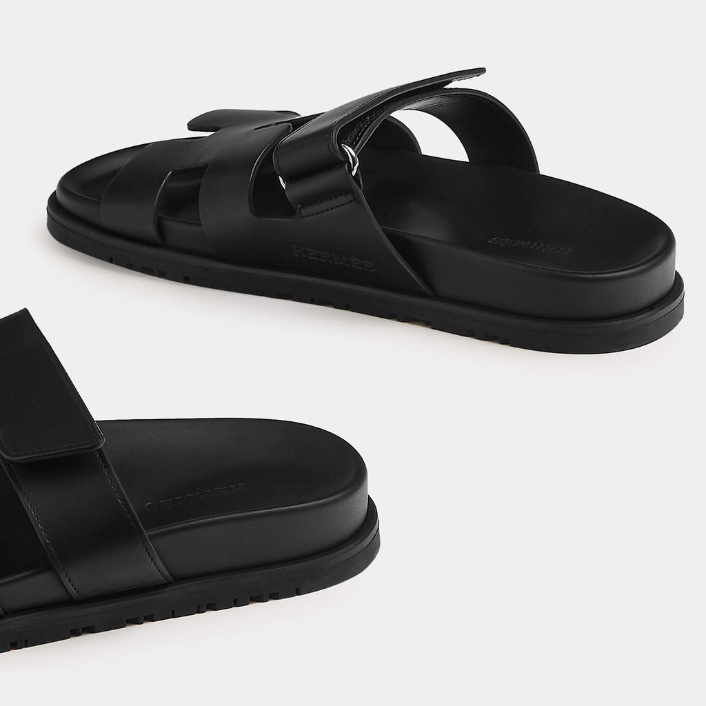 Hermes Black Rubber Chypre sandal 37 Hermes