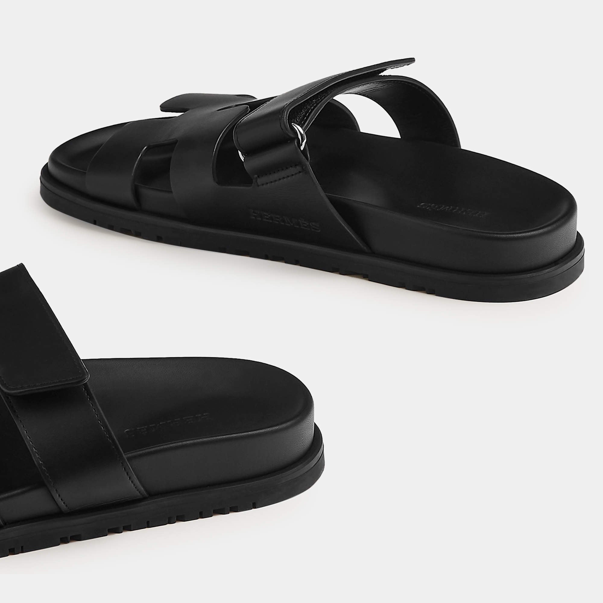Hermes Black Rubber Chypre sandal 37 Hermes