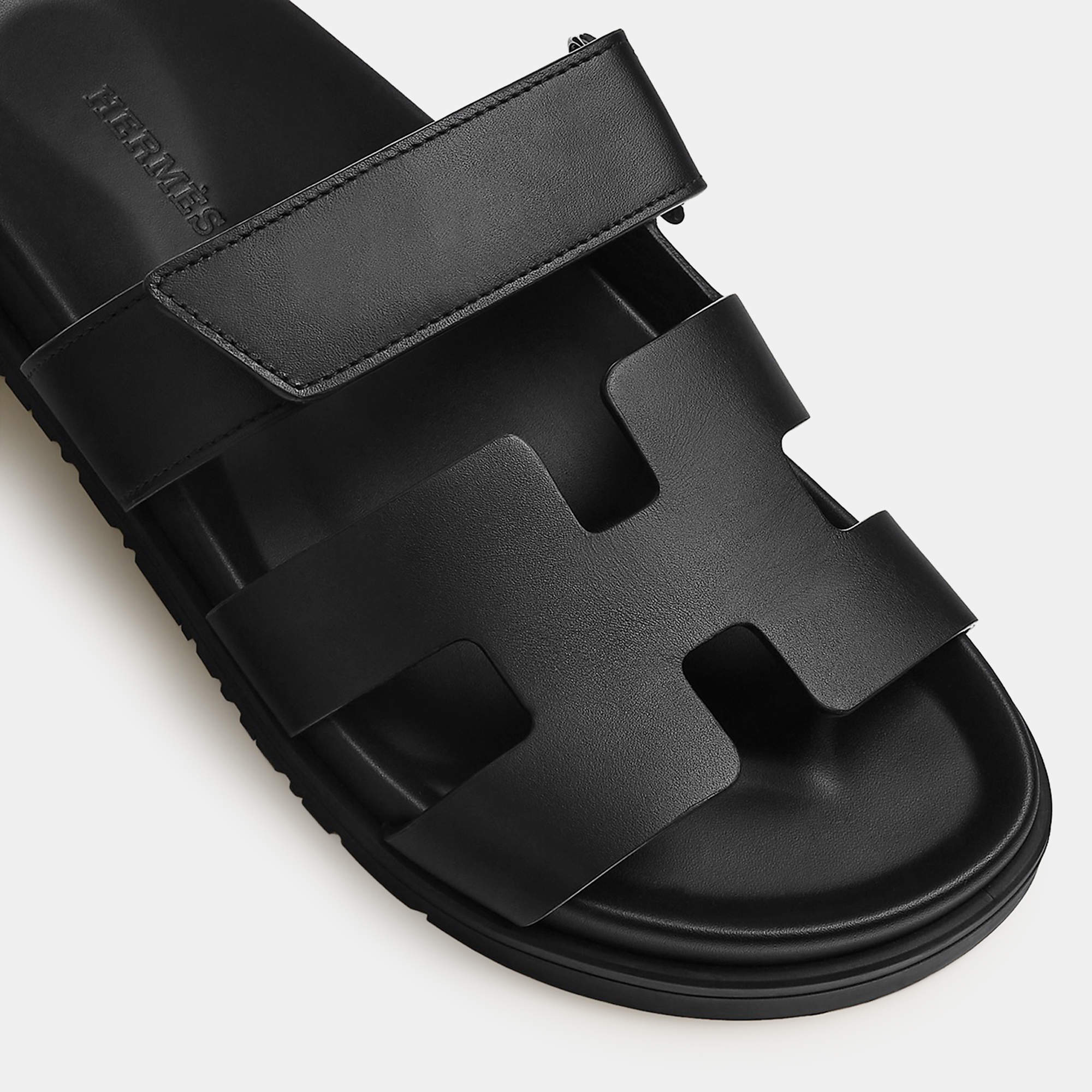 Hermes Black Rubber Chypre sandal 37 Hermes