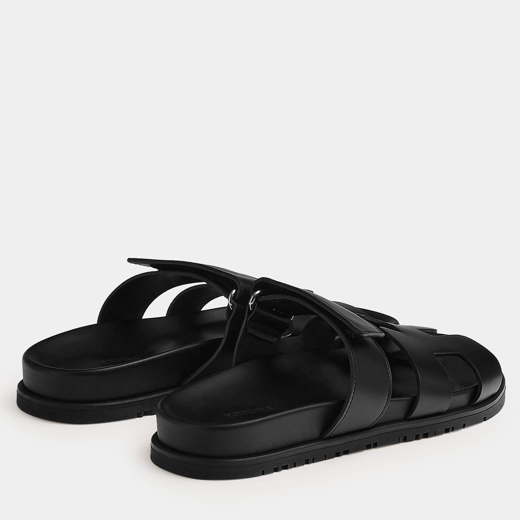 Hermes Black Rubber Chypre sandal 37 Hermes