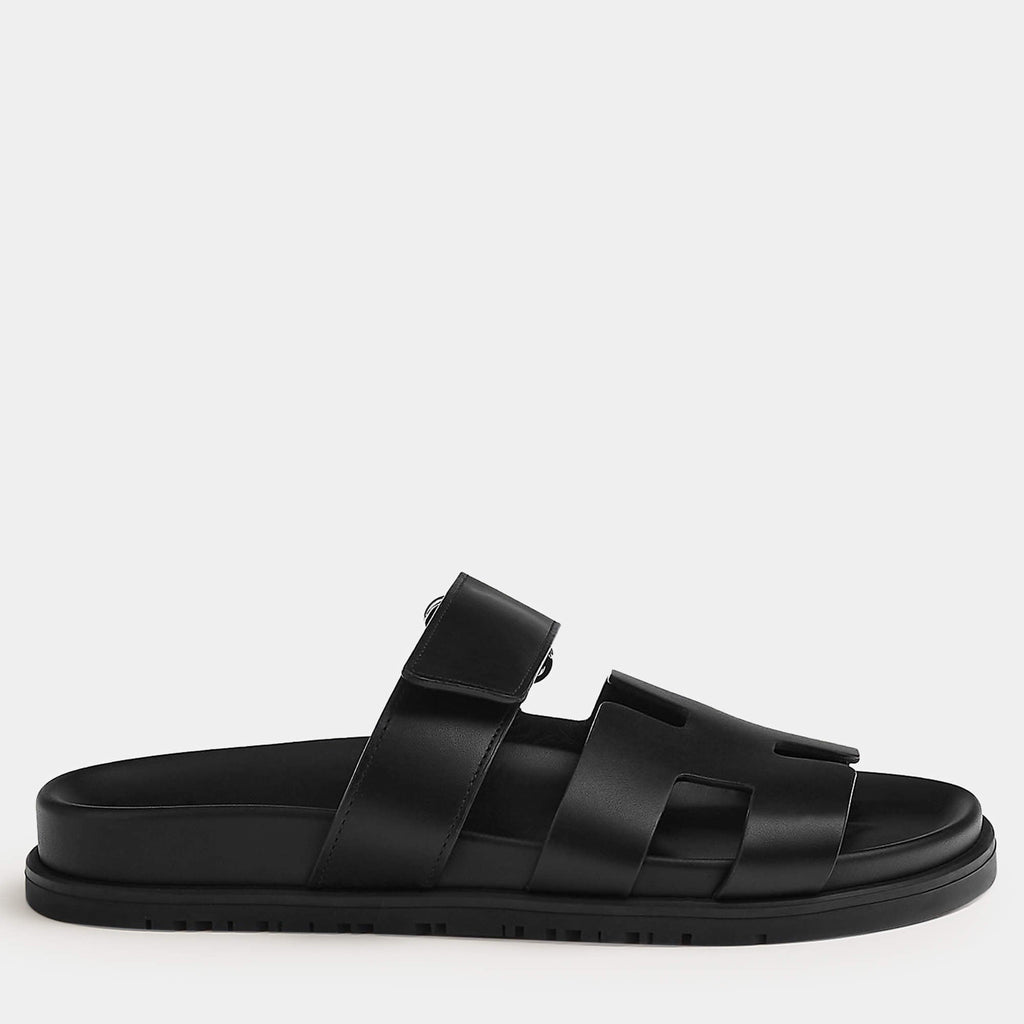 Hermes Black Rubber Chypre sandal 37 Hermes