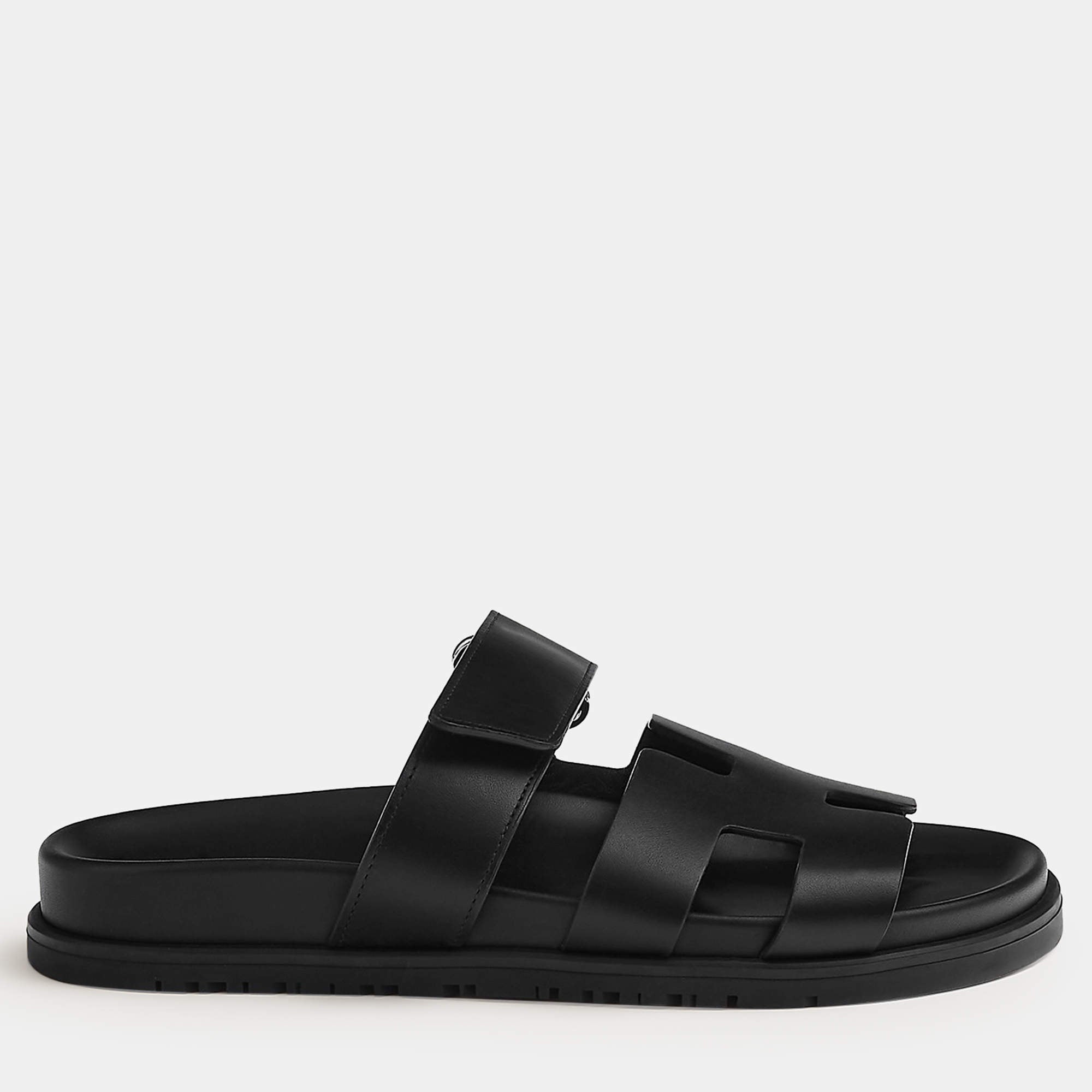 Hermes Black Rubber Chypre sandal 37 Hermes