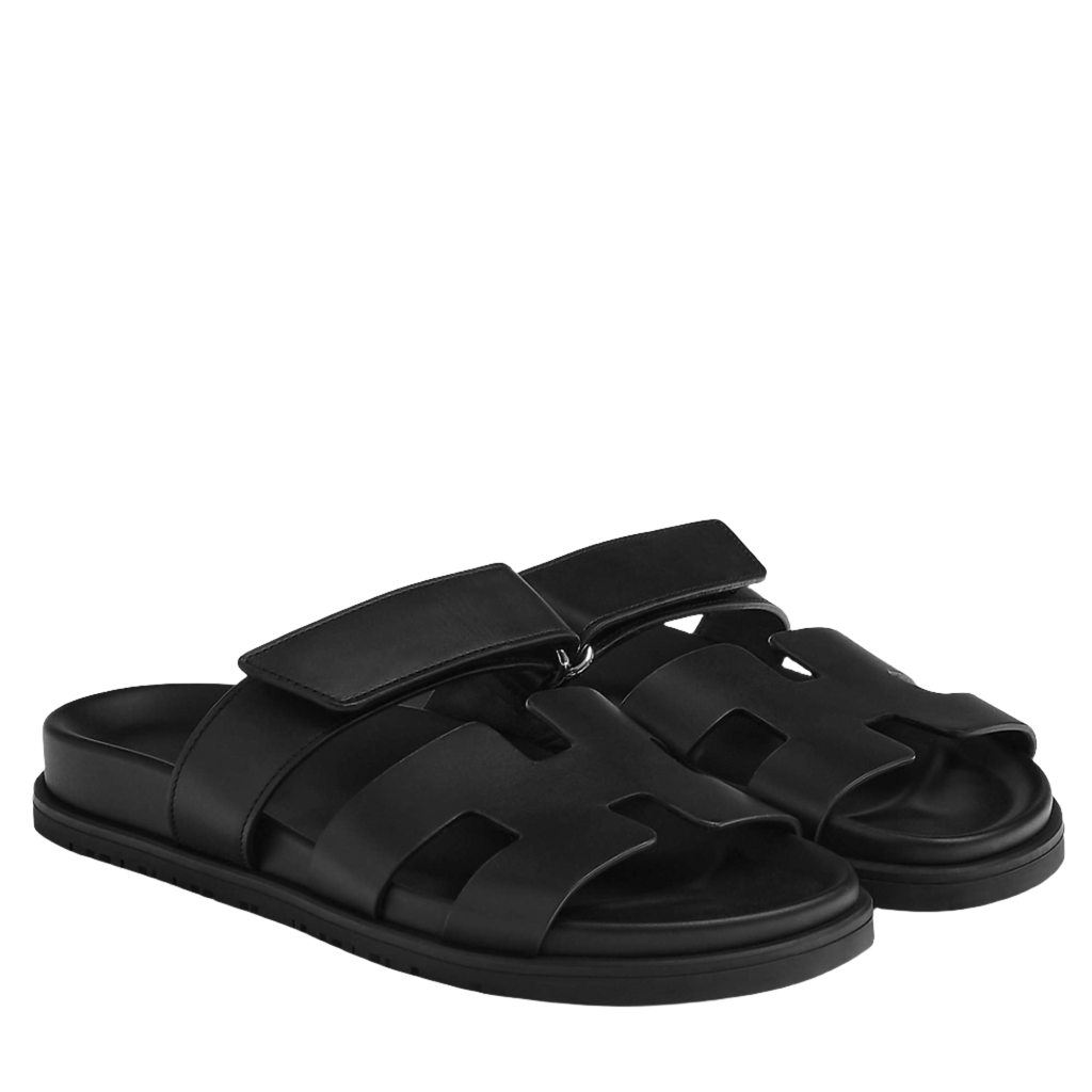 Hermes Black Rubber Chypre sandal 37 Hermes