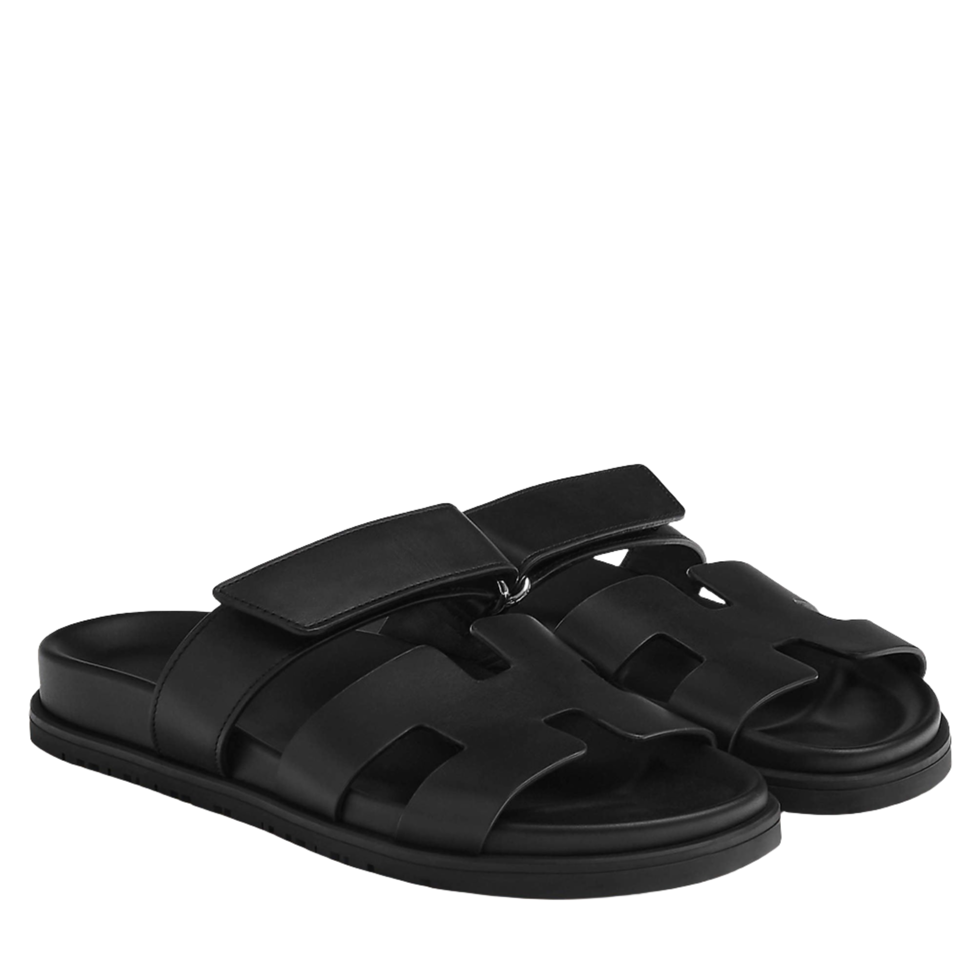 Hermes Black Rubber Chypre sandal 37 Hermes