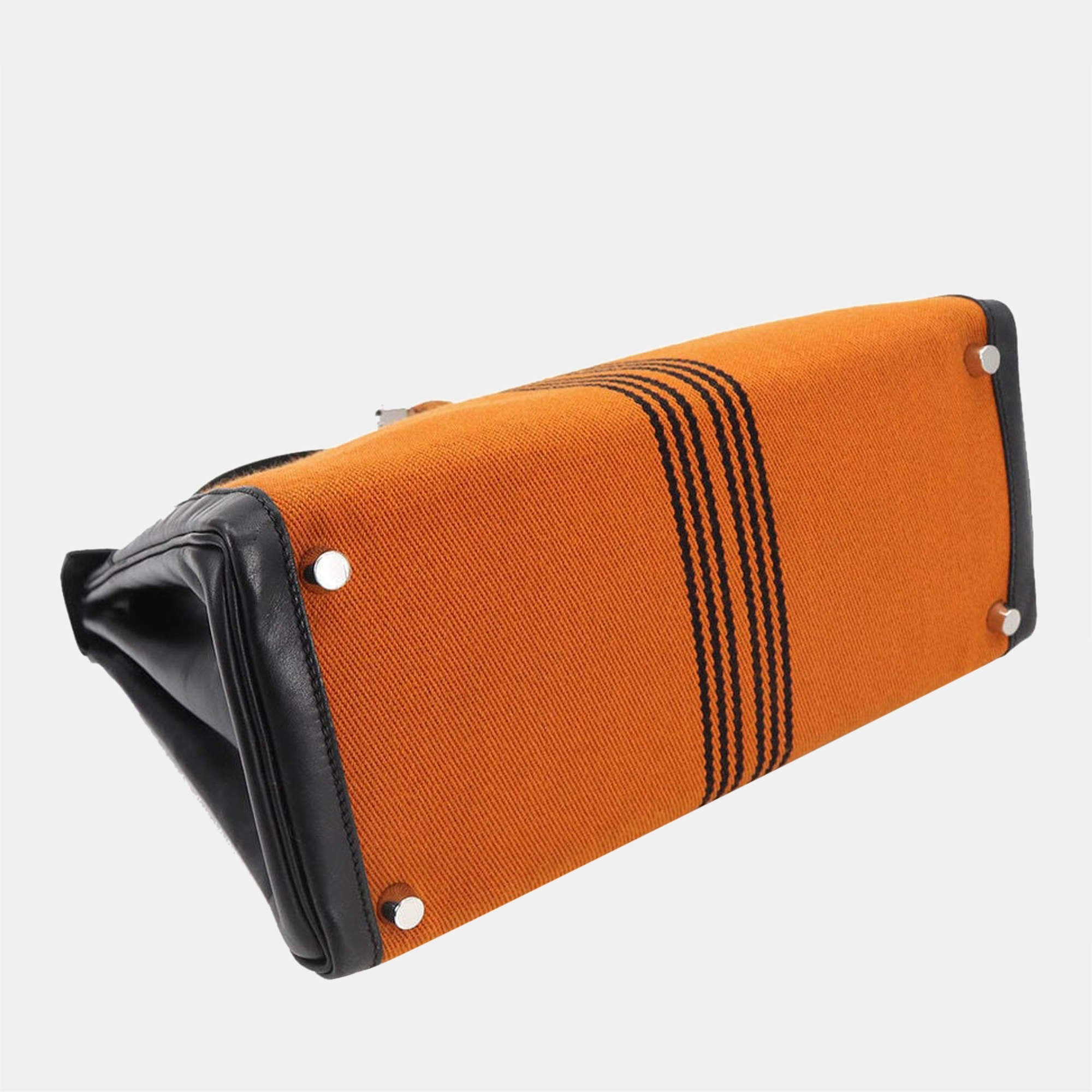 HERMES Kelly 28 2way hand shoulder bag towal potamos box calf black orange