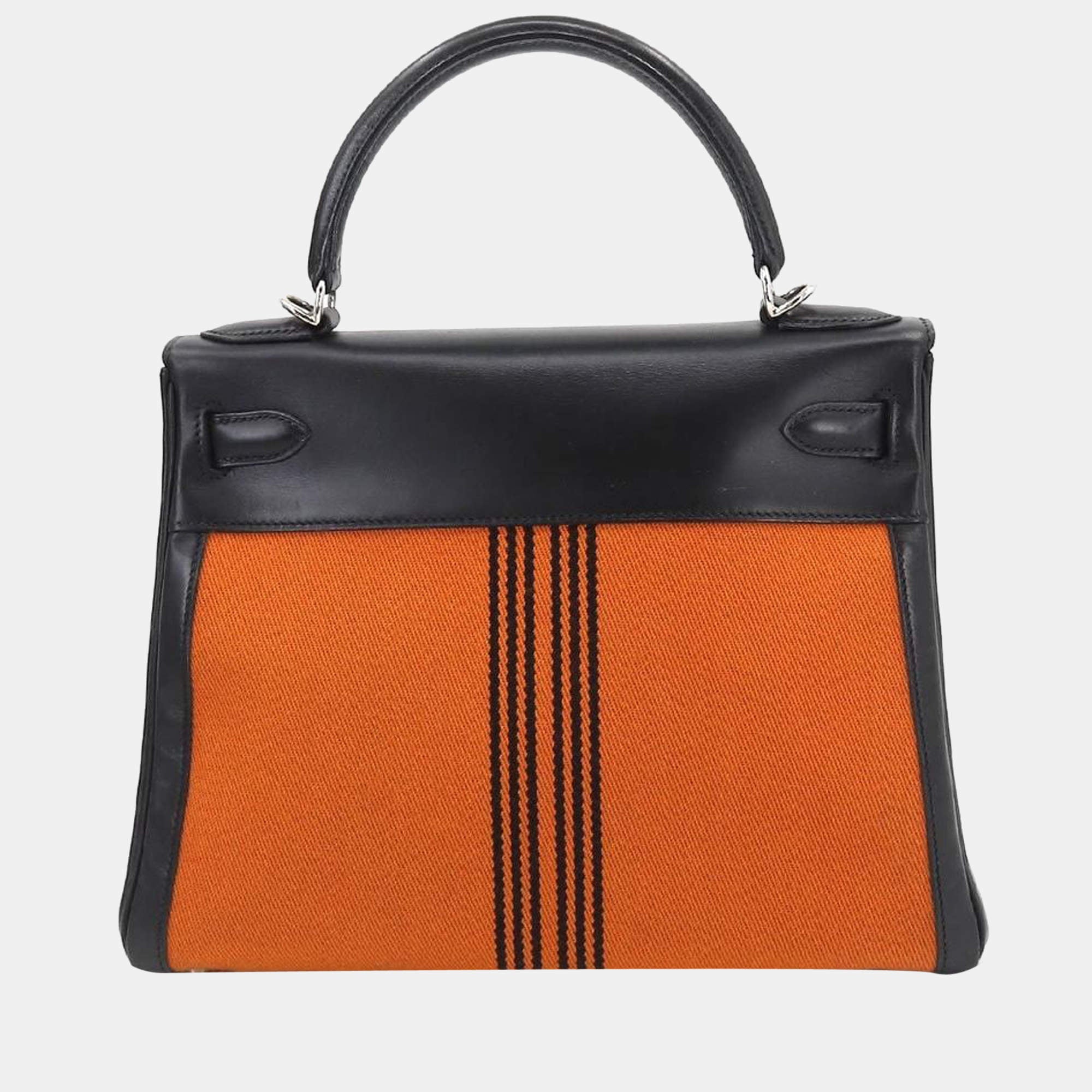 HERMES Kelly 28 2way hand shoulder bag towal potamos box calf black orange