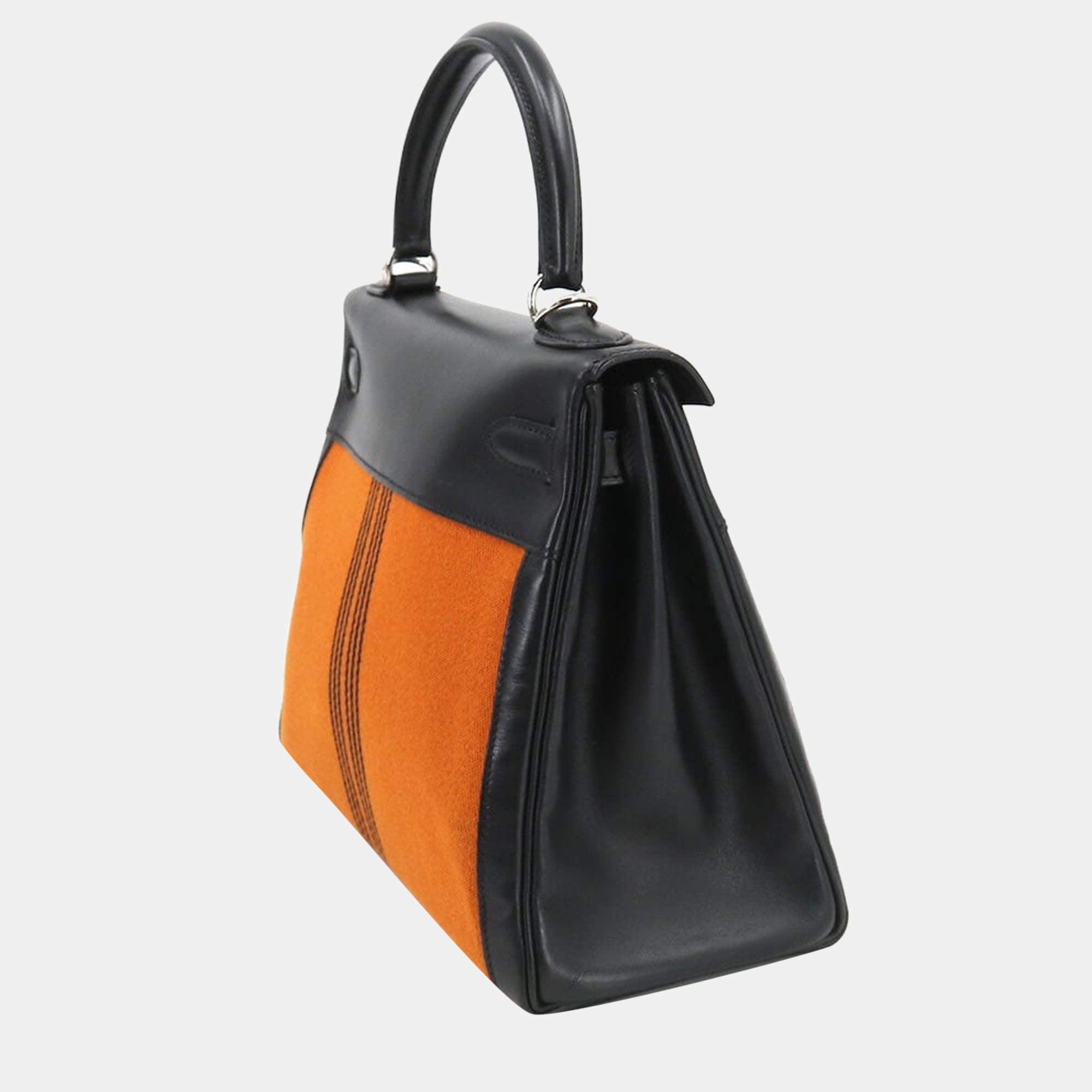 HERMES Kelly 28 2way hand shoulder bag towal potamos box calf black orange