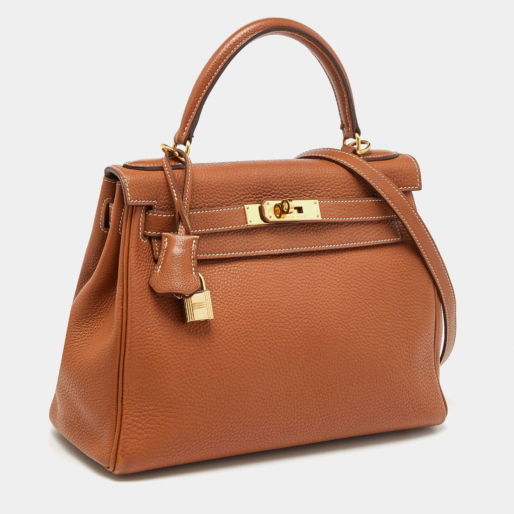 Hermes Gold Taurillion Clemence Leather Gold Finish Kelly Retourne 28