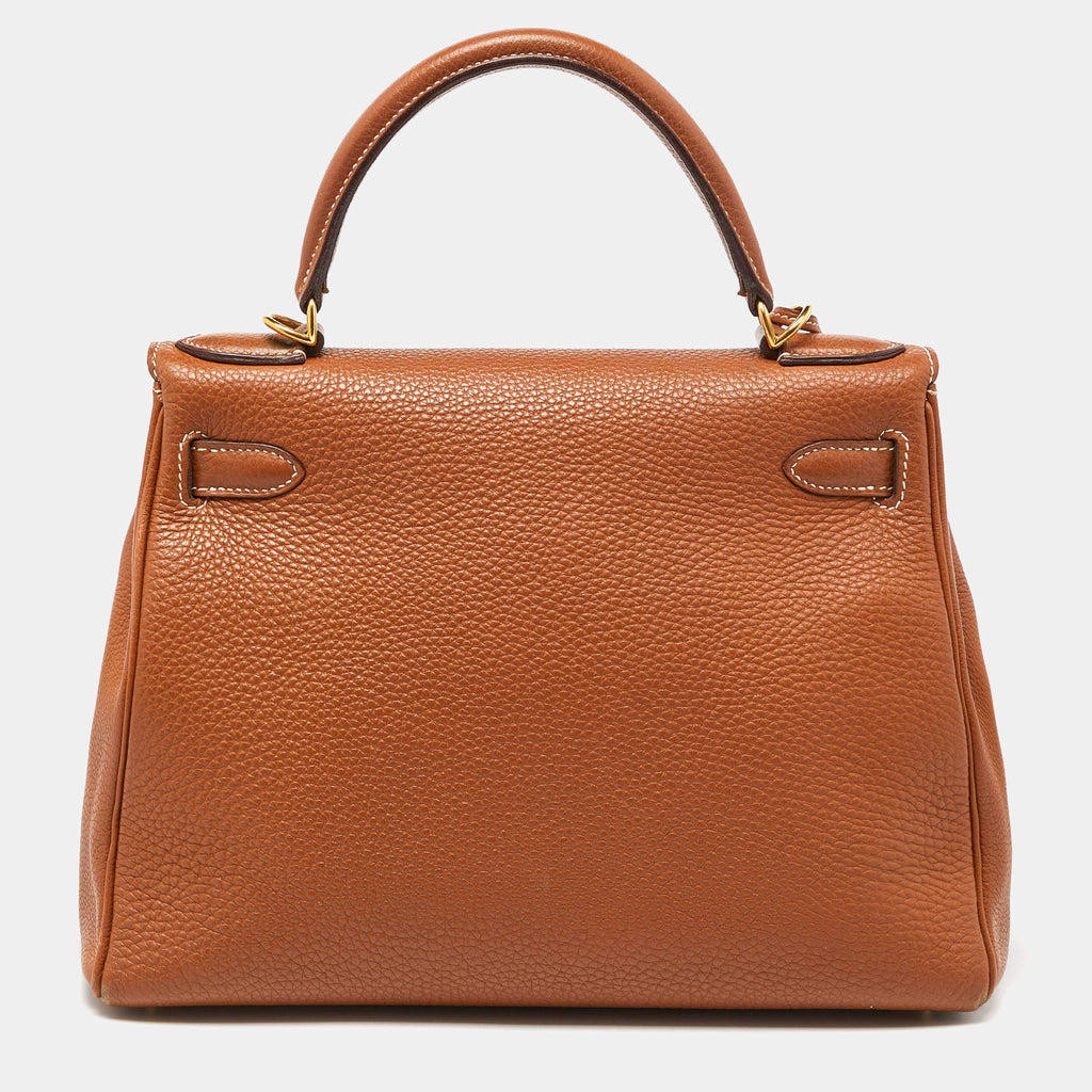 Hermes Gold Taurillion Clemence Leather Gold Finish Kelly Retourne 28