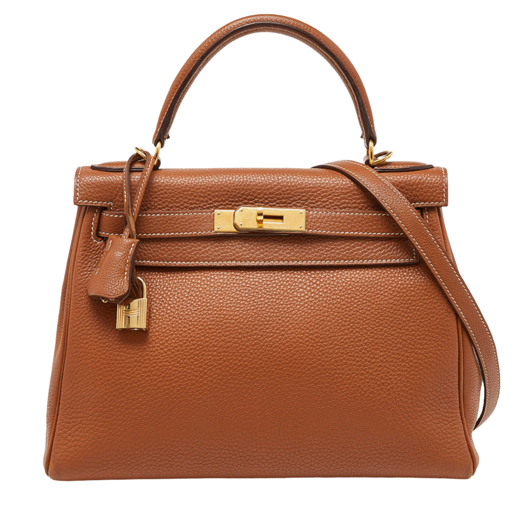 Hermes Gold Taurillion Clemence Leather Gold Finish Kelly Retourne 28