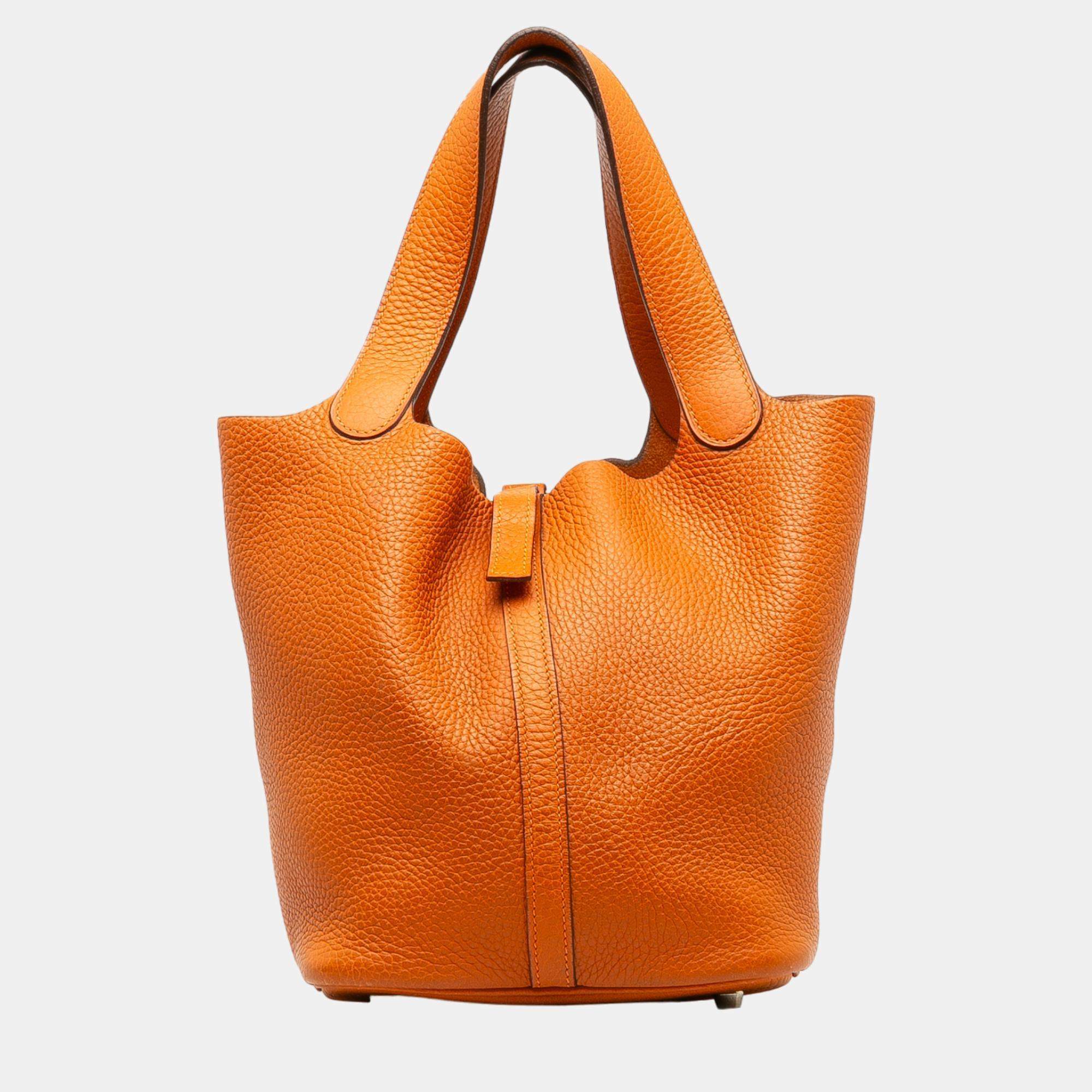 Hermes Orange Clemence Picotin Lock 22 Hermes