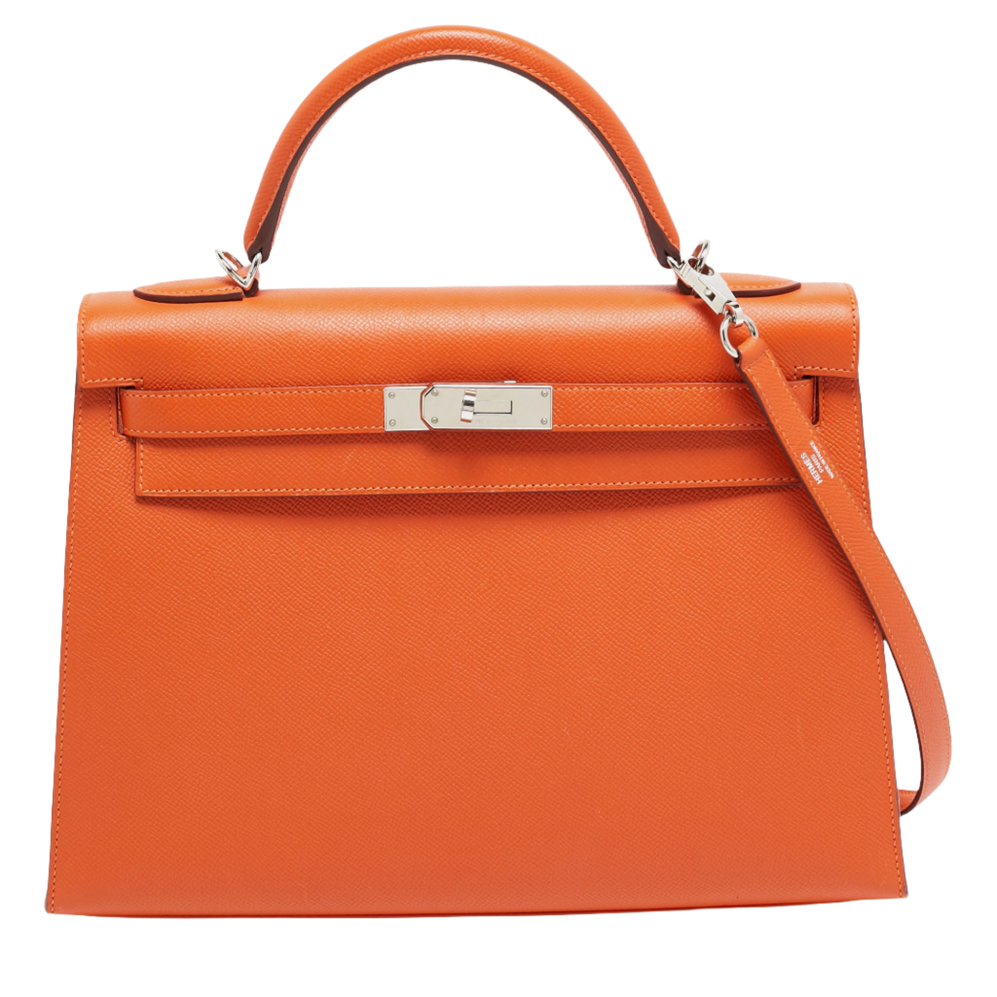 Hermes Feu Epsom Leather Palladium Finish Kelly Sellier 32 Bag Hermes