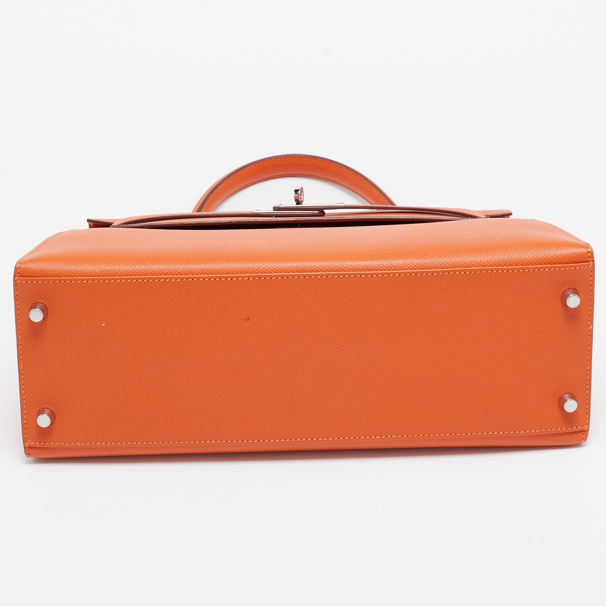 Hermes Feu Epsom Leather Palladium Finish Kelly Sellier 32 Bag Hermes