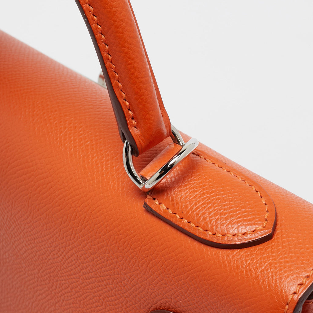 Hermes Feu Epsom Leather Palladium Finish Kelly Sellier 32 Bag Hermes