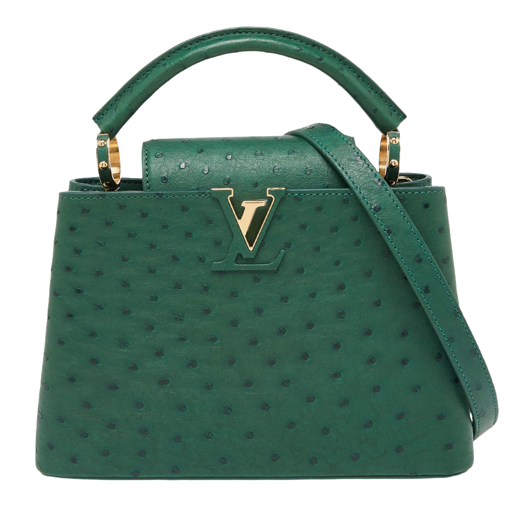 Louis Vuitton Green Ostrich Leather Capucines BB Bag